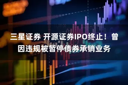 三星证券 开源证券IPO终止！曾因违规被暂停债券承销业务